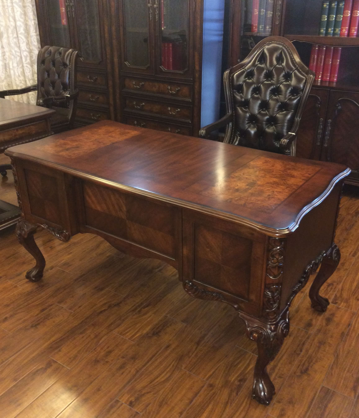Bespoke Antique Design Reproduction Walnut Executive Writing Desk - HO-216062-1500mm